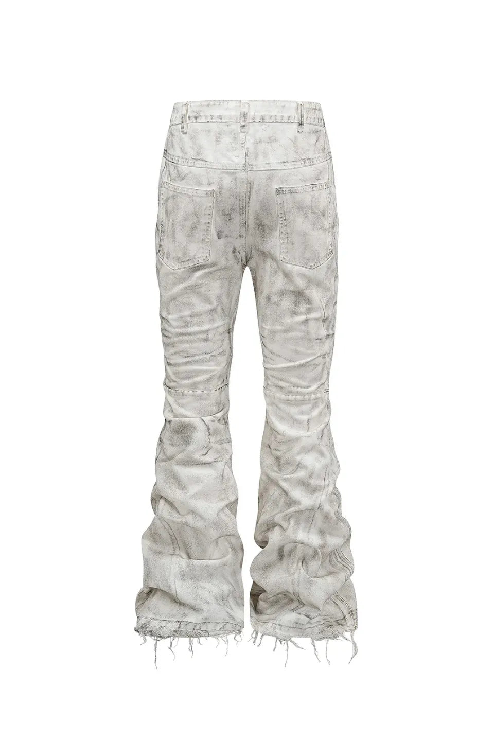 White Distressed Flare Denim Pants