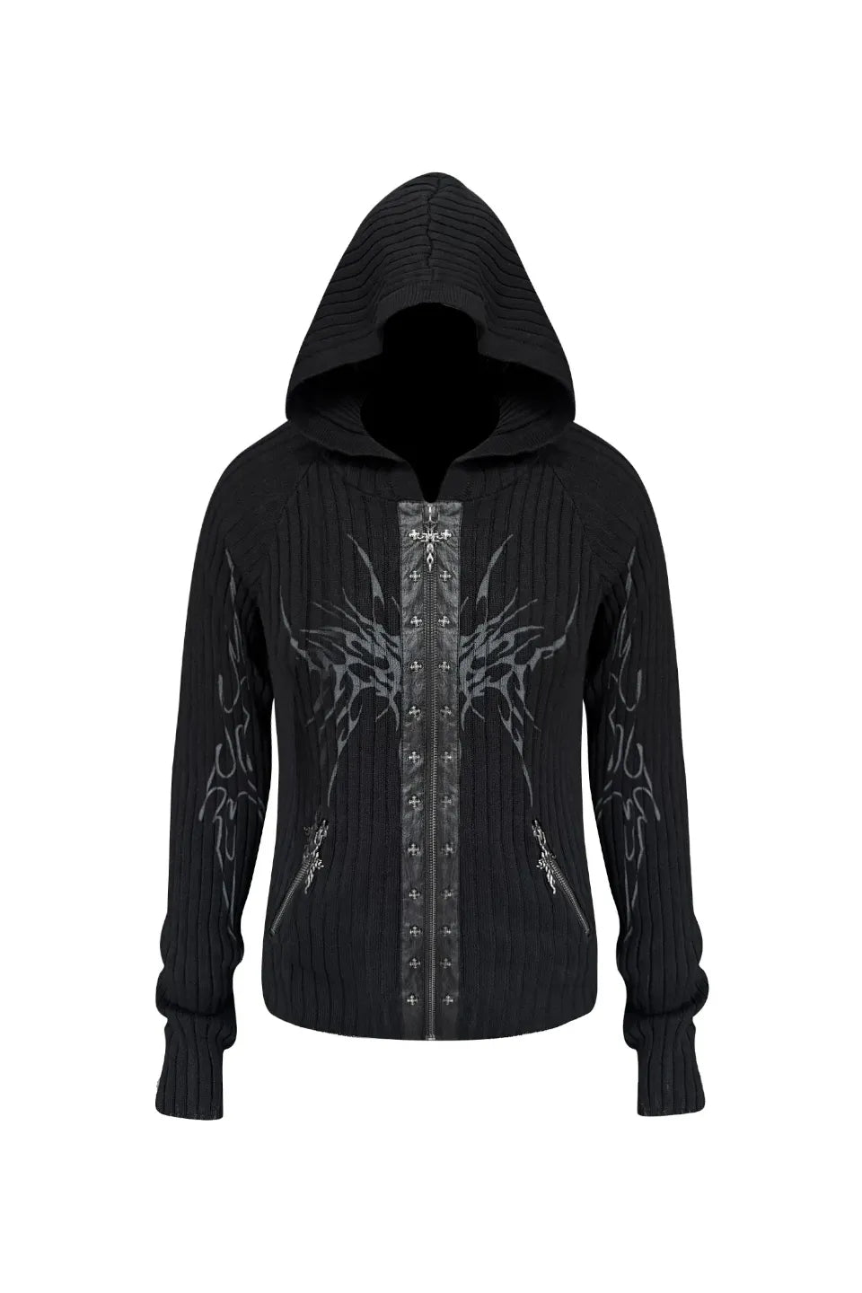TH4SWE | Wizard Hooded Slim Knit Cardigan ニットパーカー