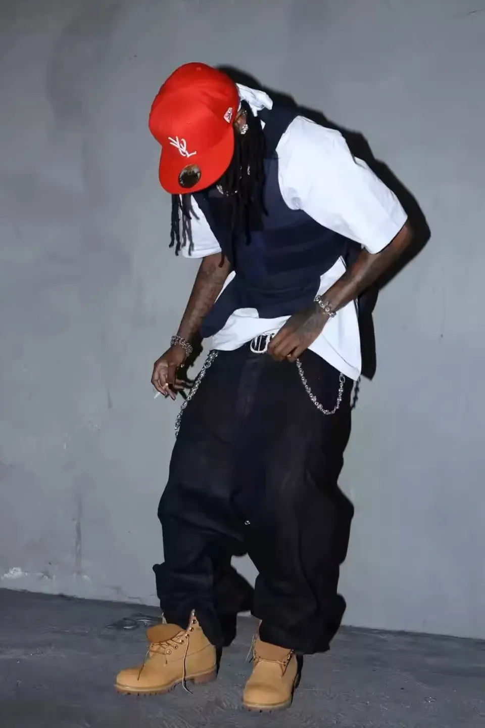 YVL Signature Logo Cap | RED ON BLACK