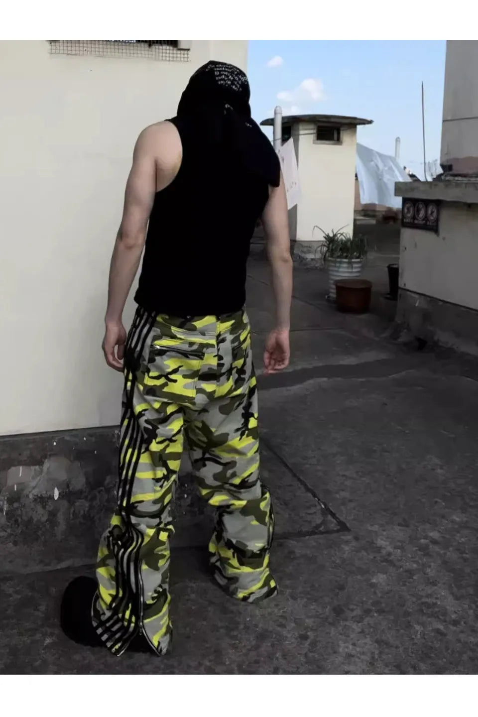 Yellow Camo Bootleg Pants