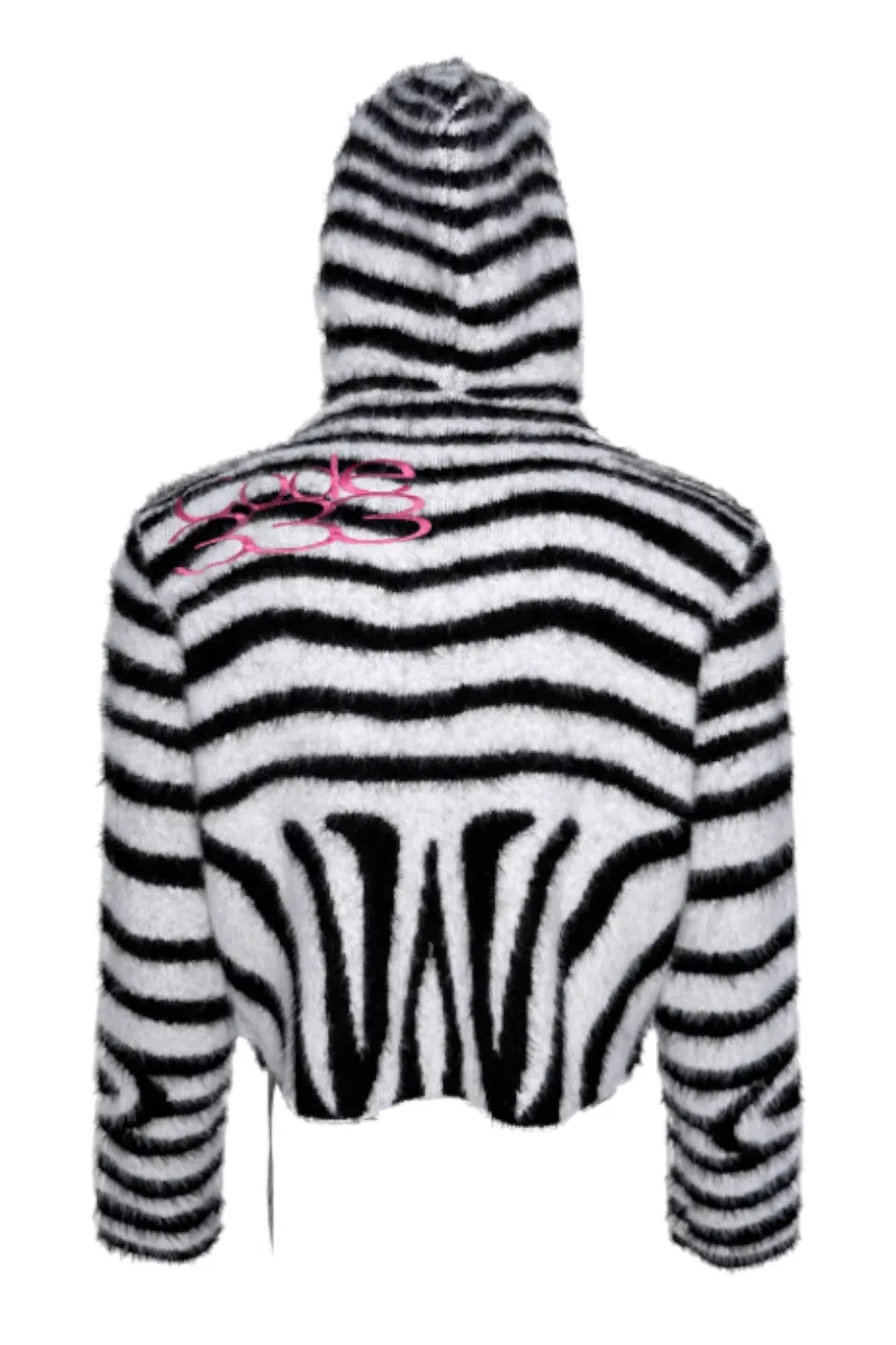 Zebra Print Faux Fur Hoodie