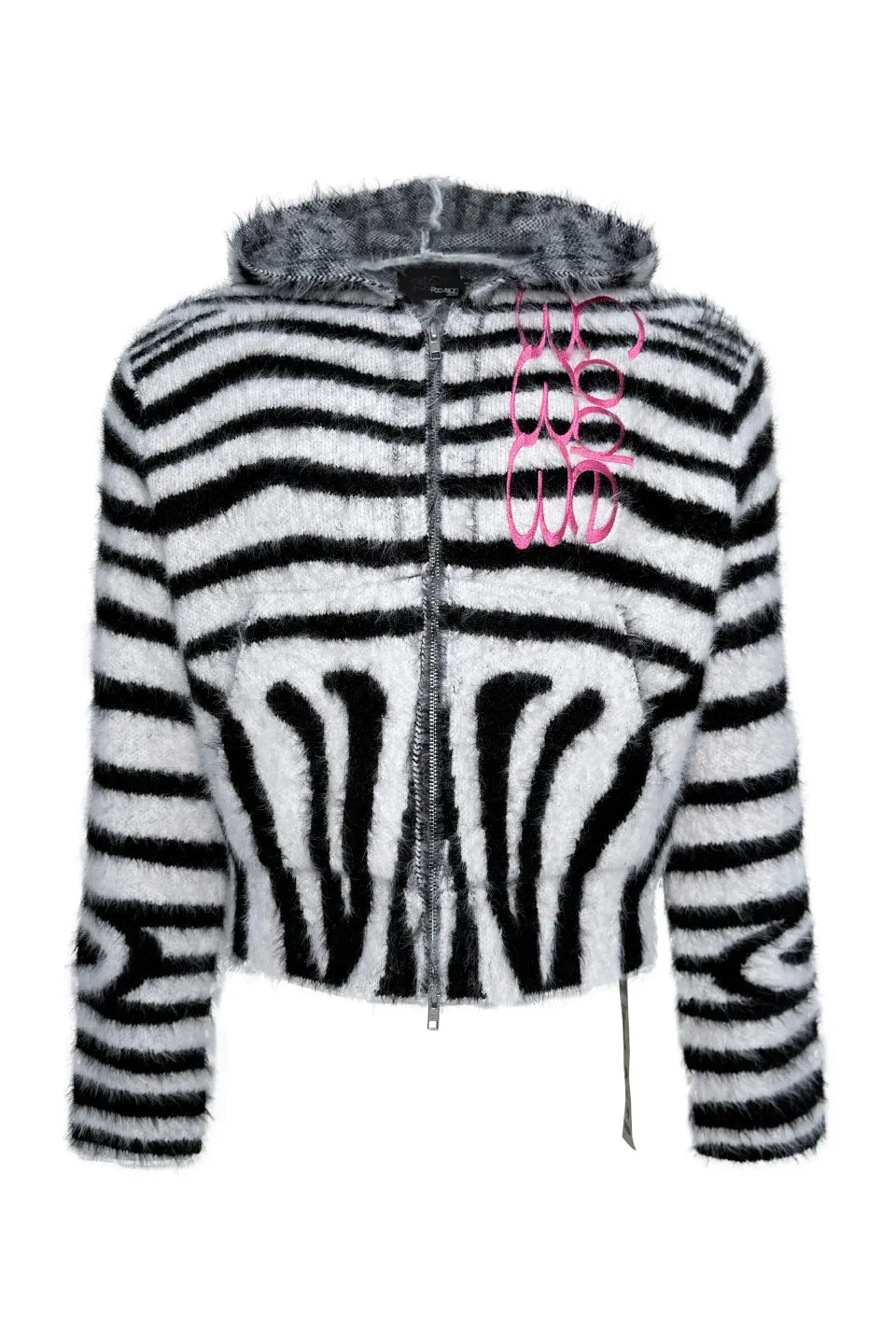 Zebra Print Faux Fur Hoodie
