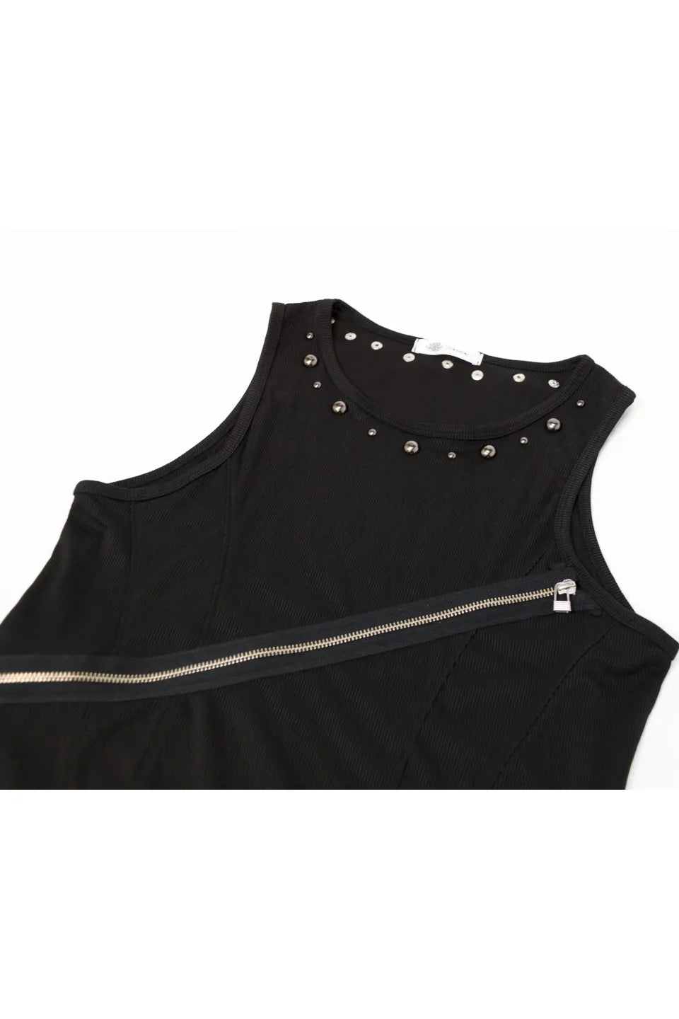 Zip Detail Studs Tank Top