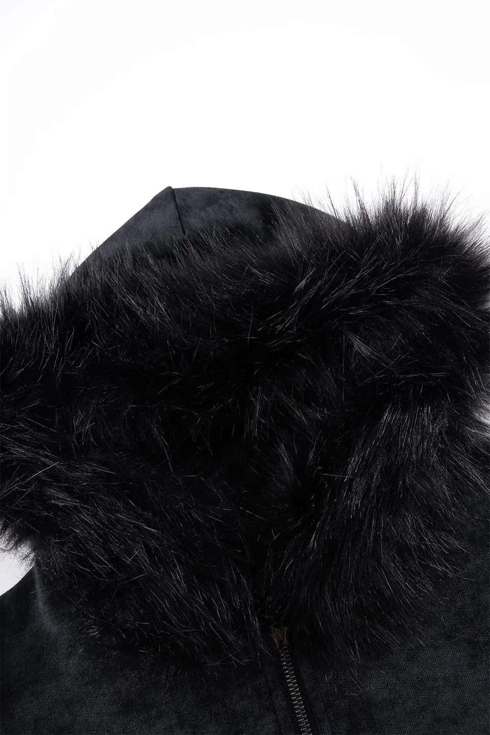 Faux Fur Cross Zip Hoodie