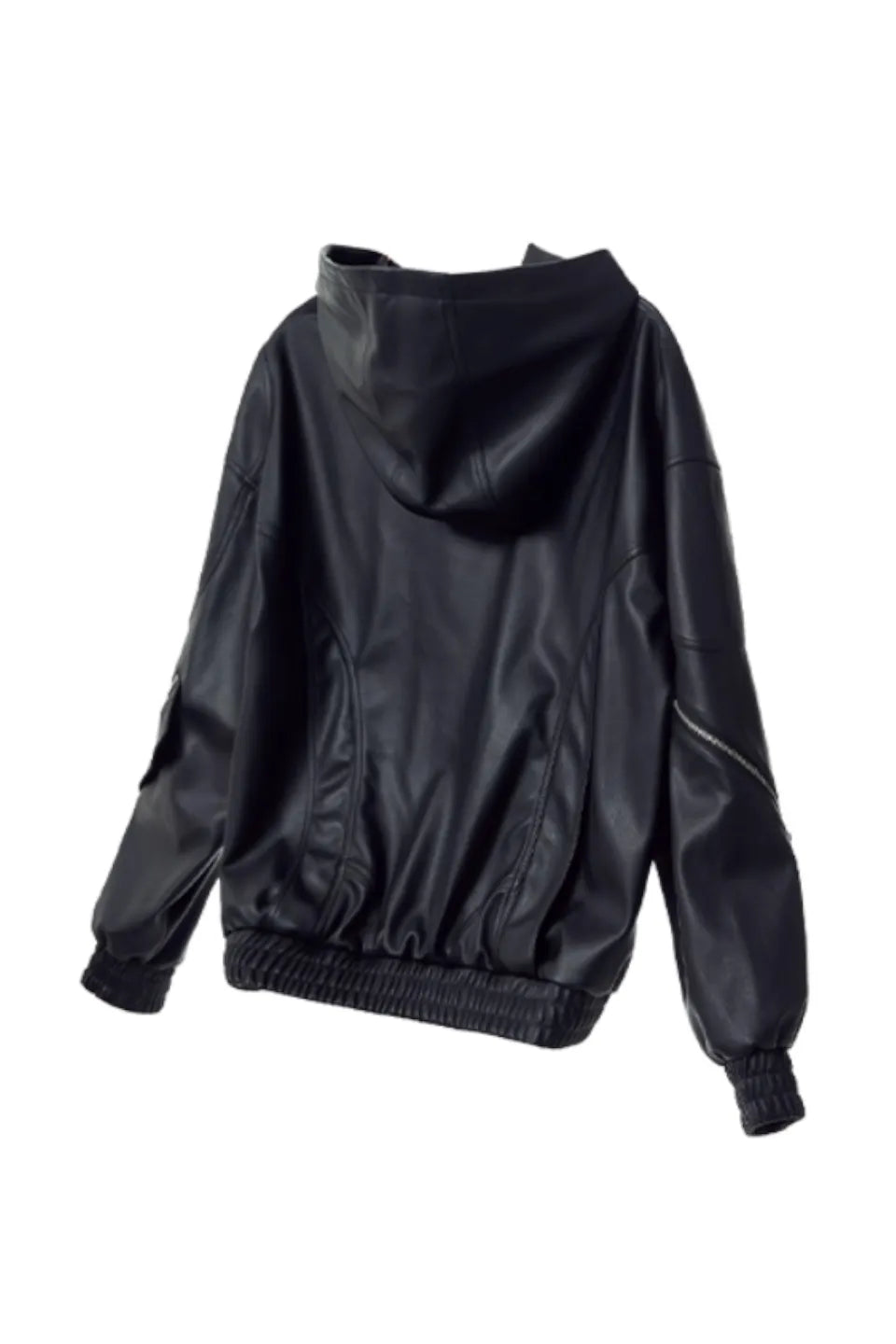 3D Embossed Faux Leather Hoodie