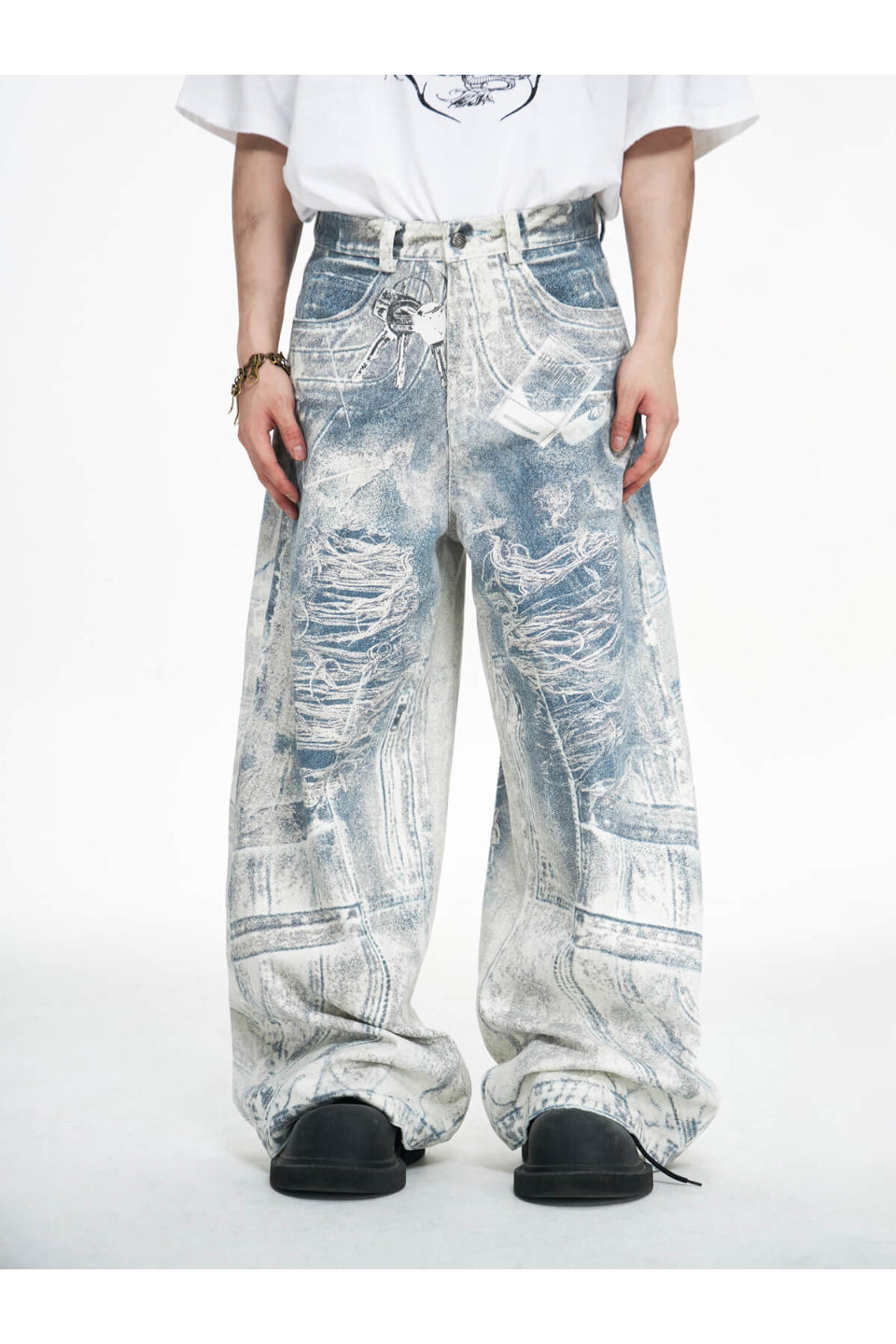 3D Graffiti Print Baggy Jeans