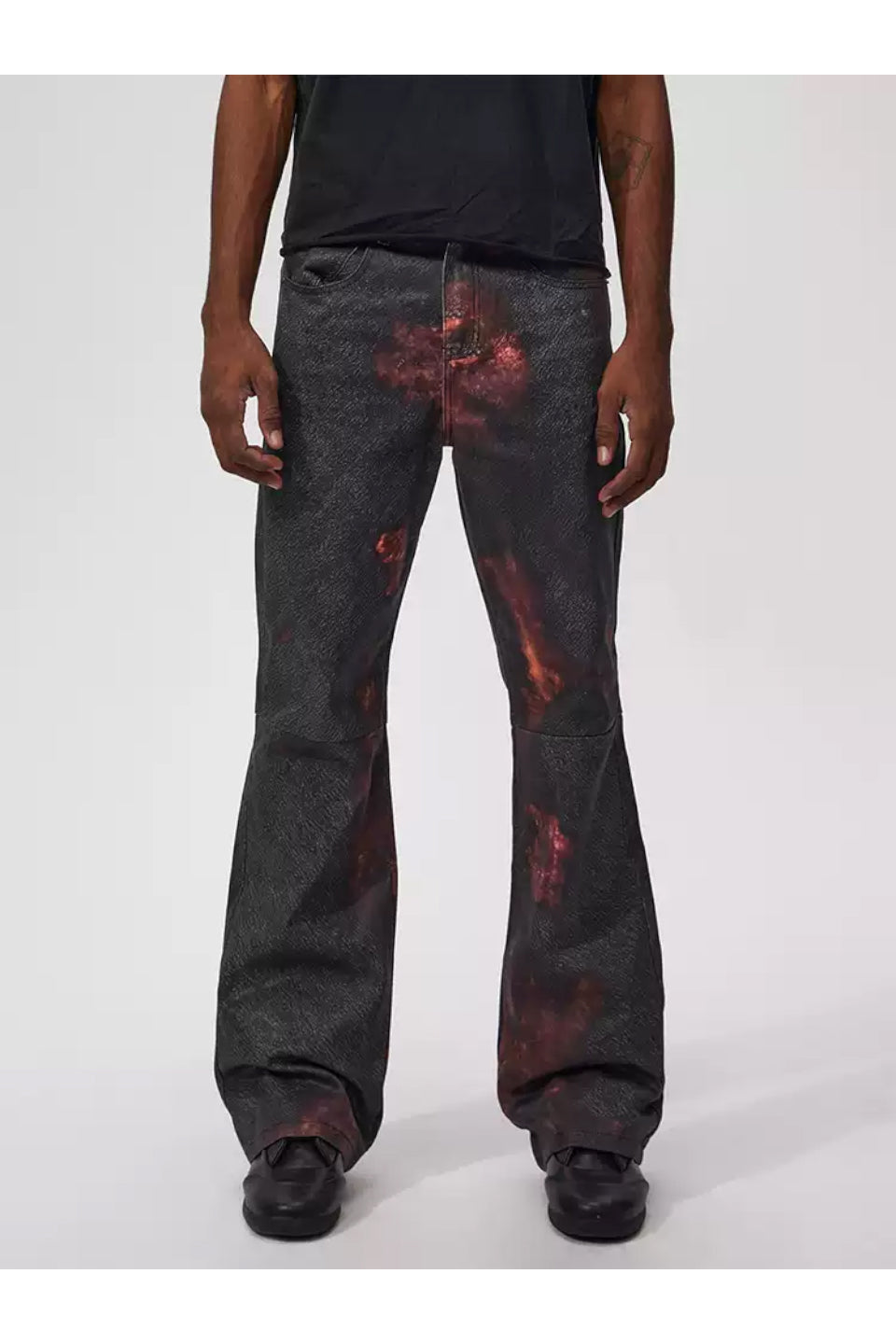 3D Lava Print Denim Pants