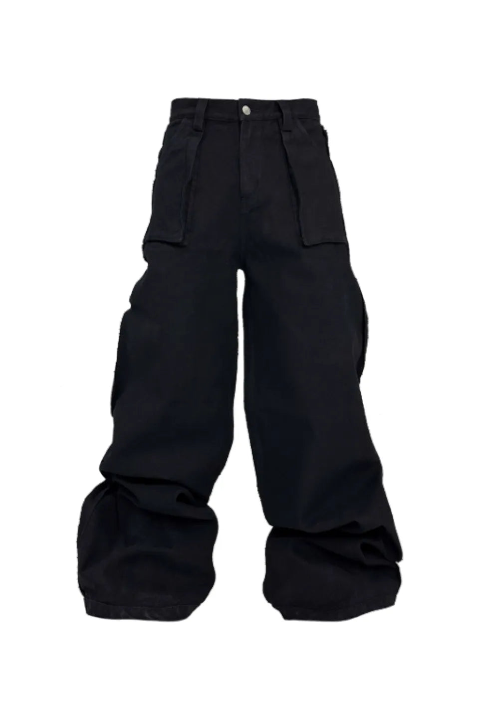 3MAN0N Totem Print Reverse Black Washed Loose Baggy Jeans