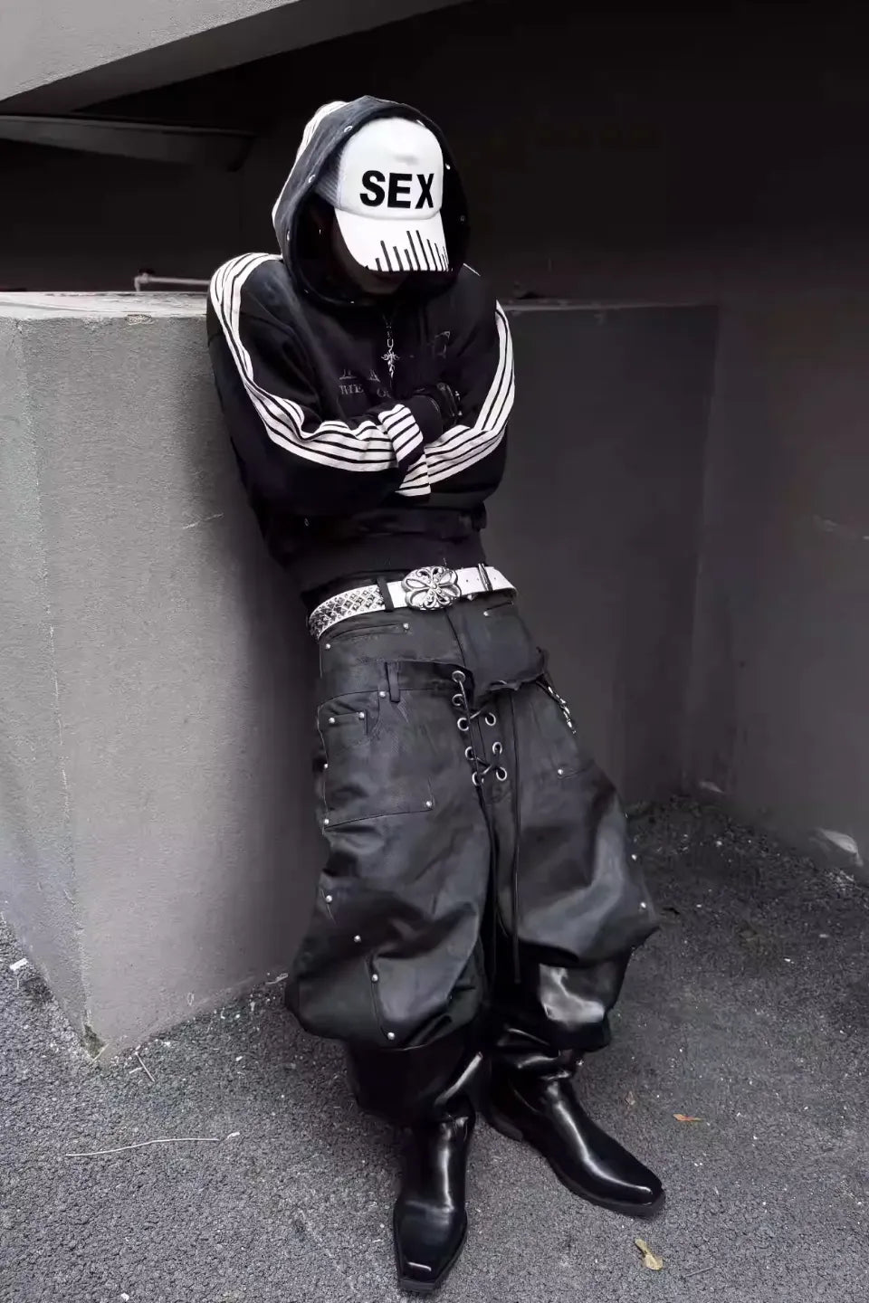 TH4SWE | 5stripe Webbing Cropped Zip Hoodie クロップドパーカー