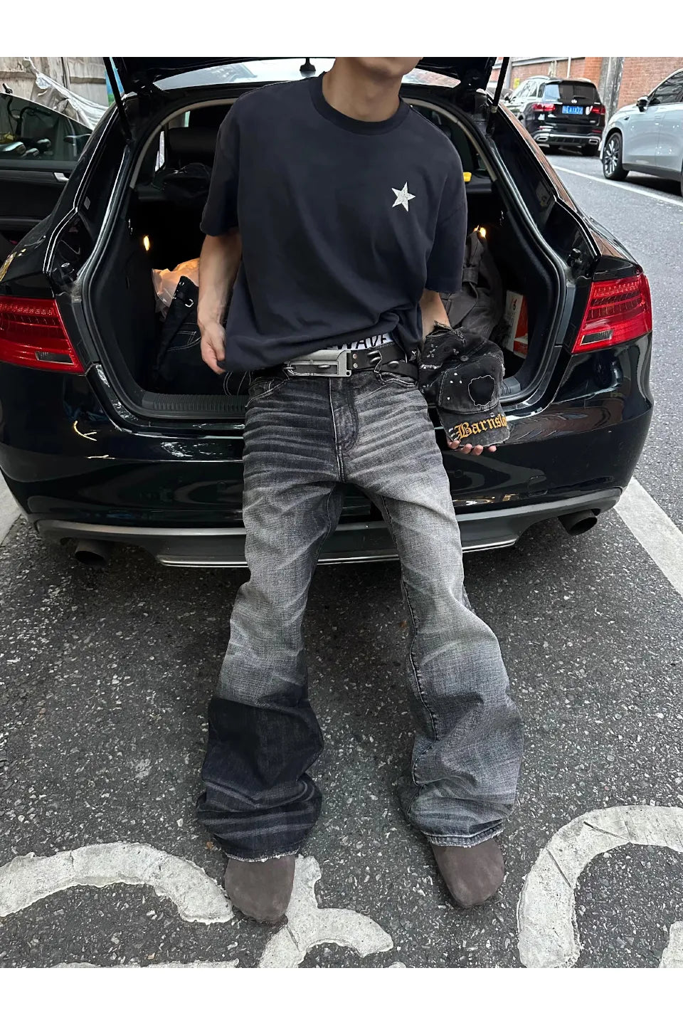 AØT Washed Loose Straight Jeans