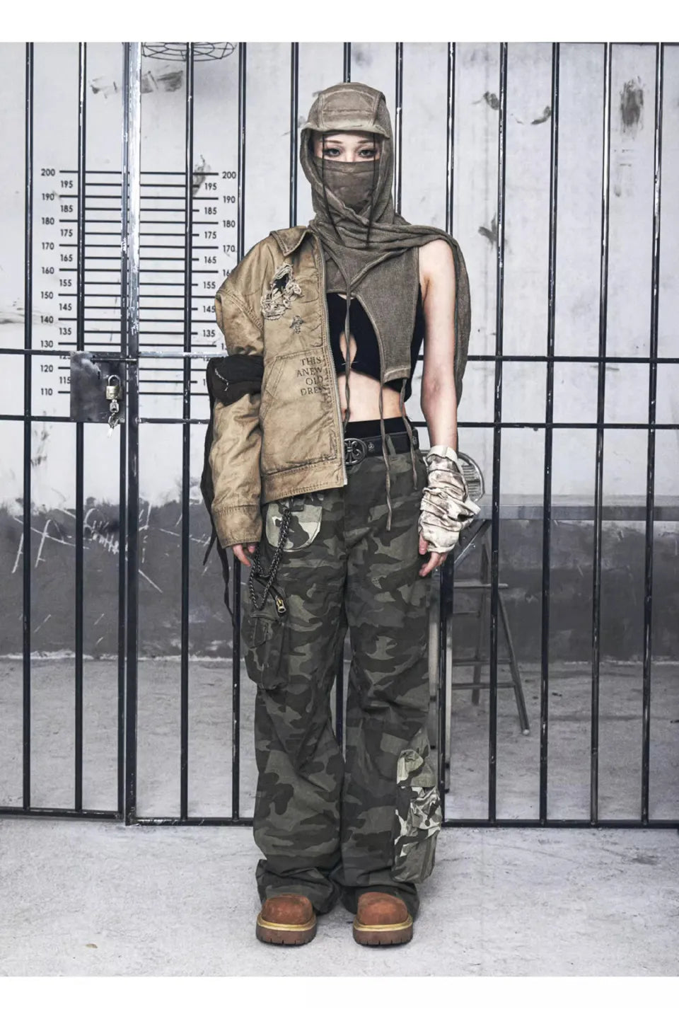 American Retro Camouflage Patchwork Multi Pocket Pants