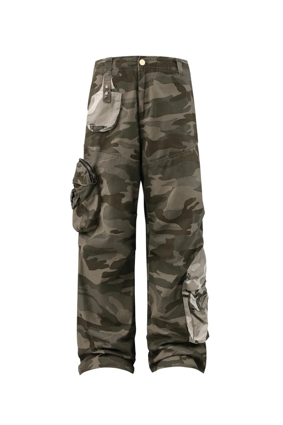 American Retro Camouflage Patchwork Multi Pocket Pants