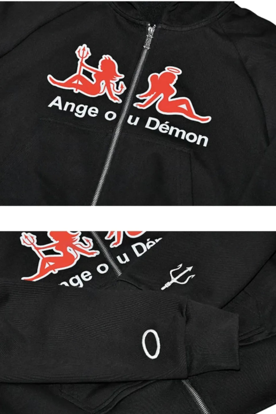Angel or Devil Cropped Zip Hoodie