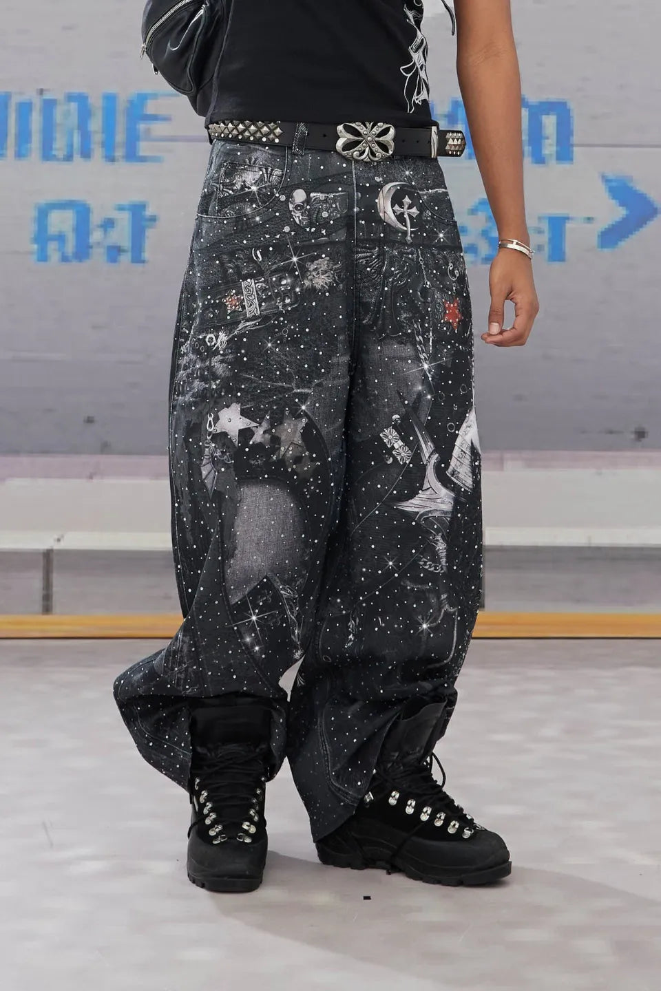 Armor Full Print Diamond Baggy Jeans