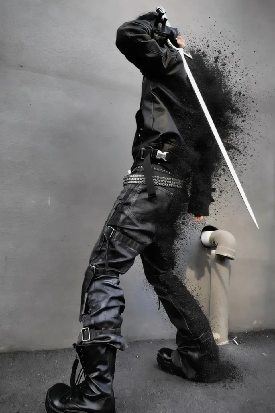 Asymmetric Padded Leather Jacket