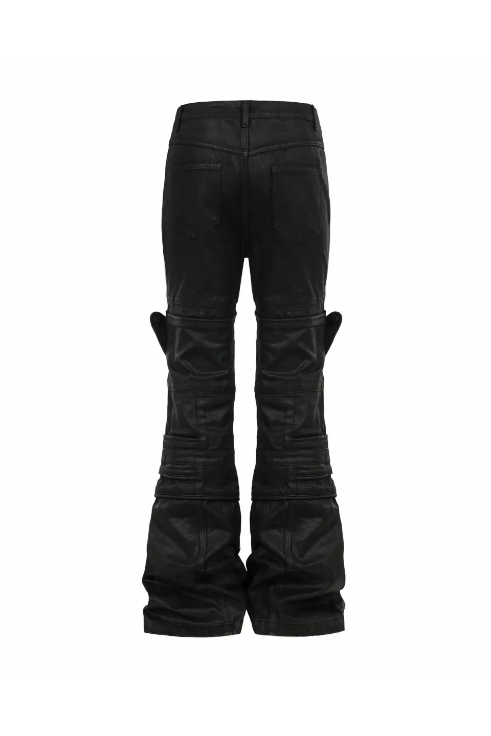 Asymmetric Deconstructed Waxed Flare Denim