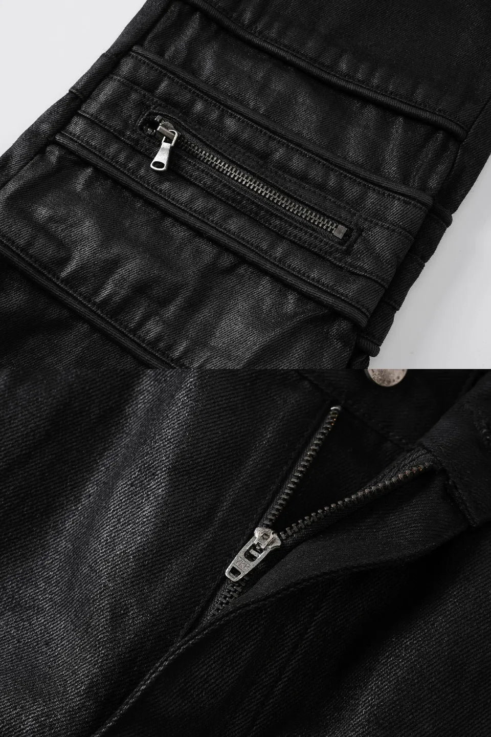 Asymmetric Deconstructed Waxed Flare Denim