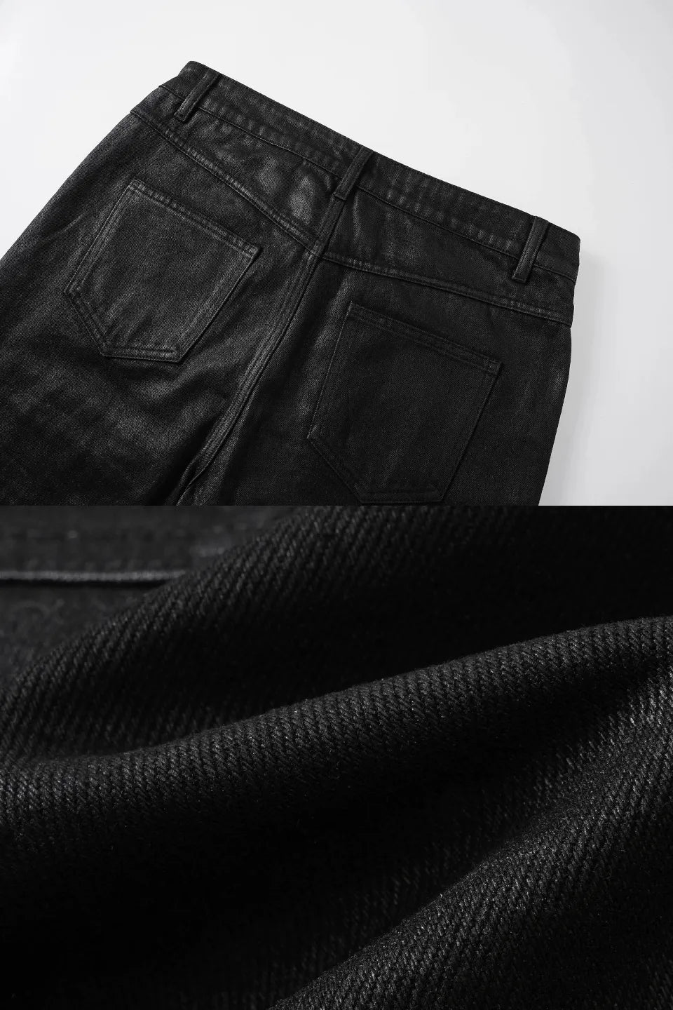 Asymmetric Deconstructed Waxed Flare Denim