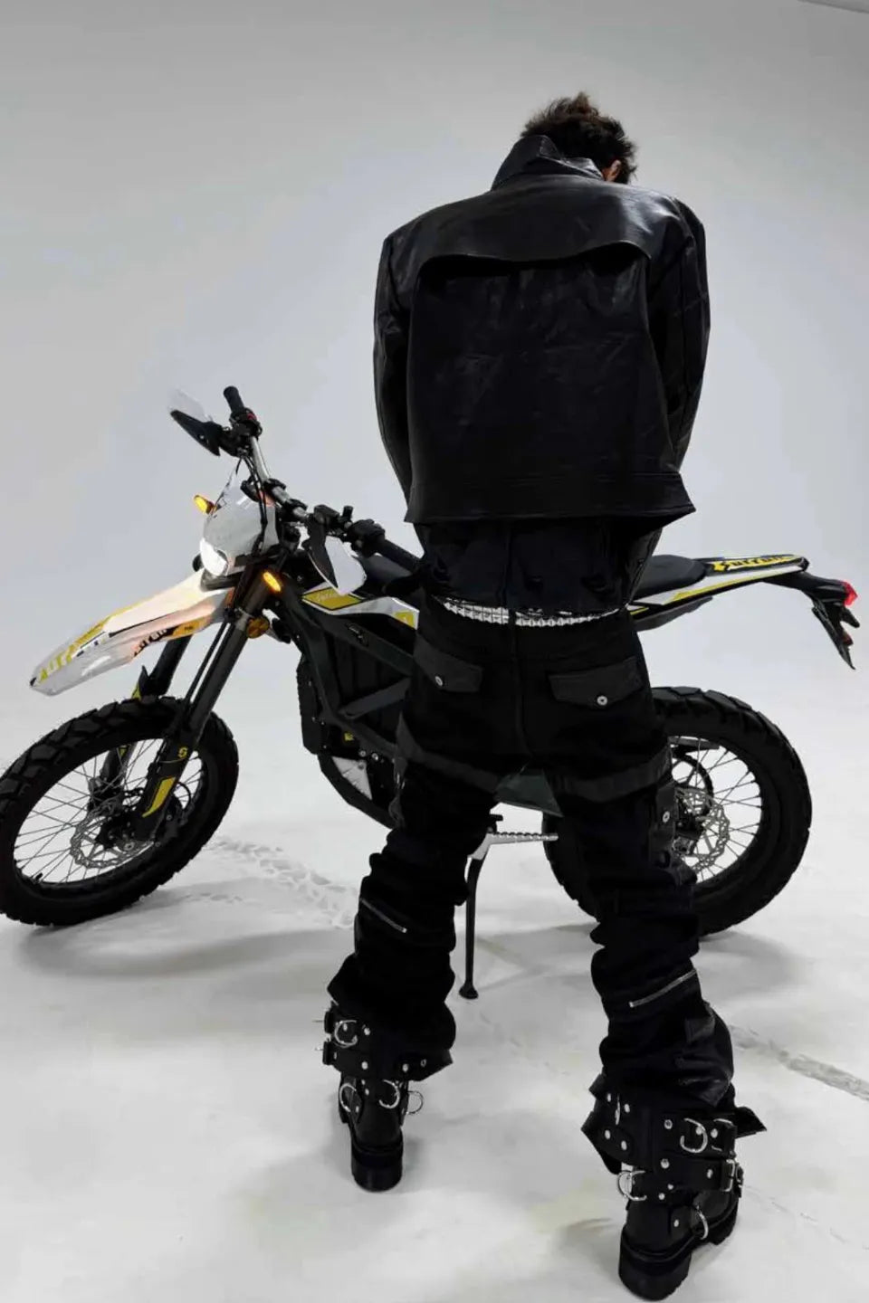 Asymmetrical Composite Leather Jacket