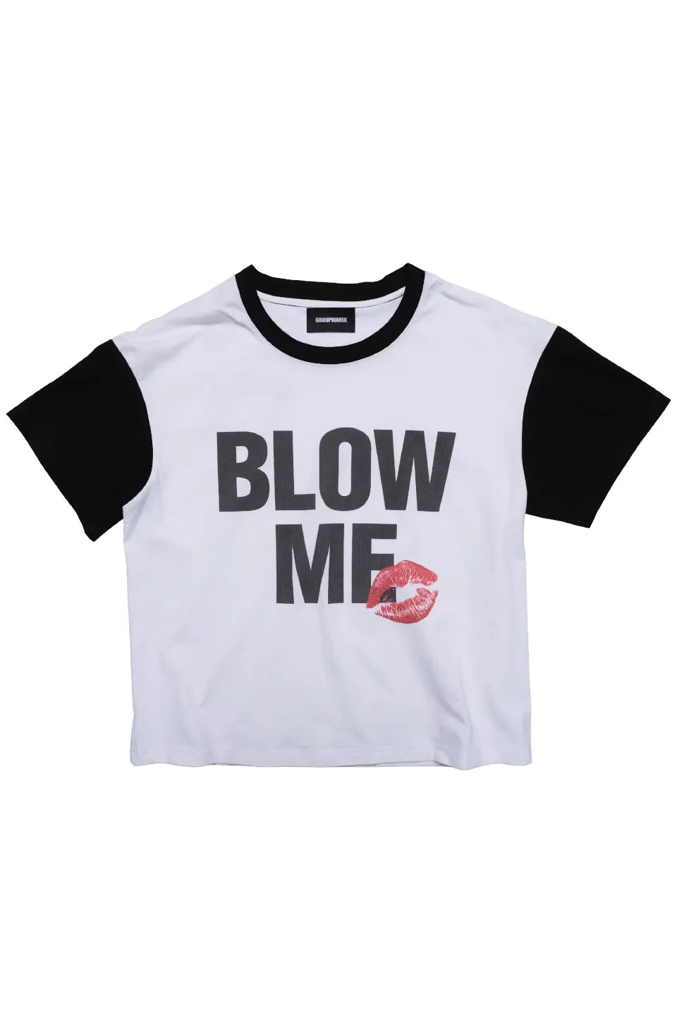GROUPMAREK BLOWME Kiss Mark Graphic Tee - 鮮やかなキスマークとBLOWMEのロゴが特徴のグラフィックTシャツ正面