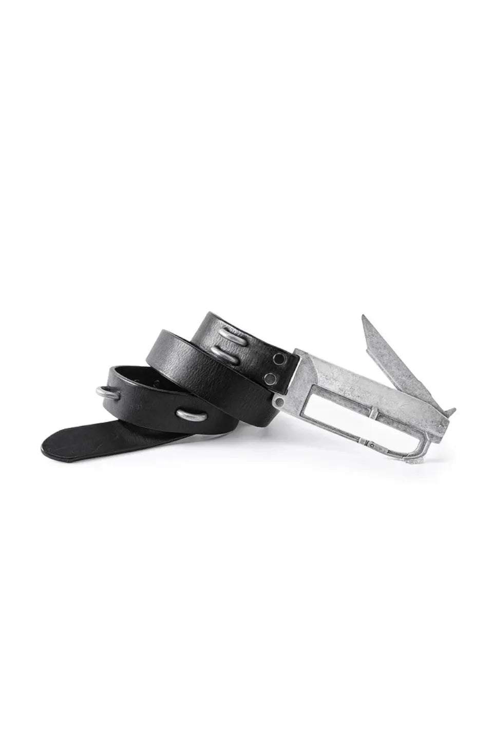 BΣLA Military Leather Belt Steel Ring & Blade Buckle