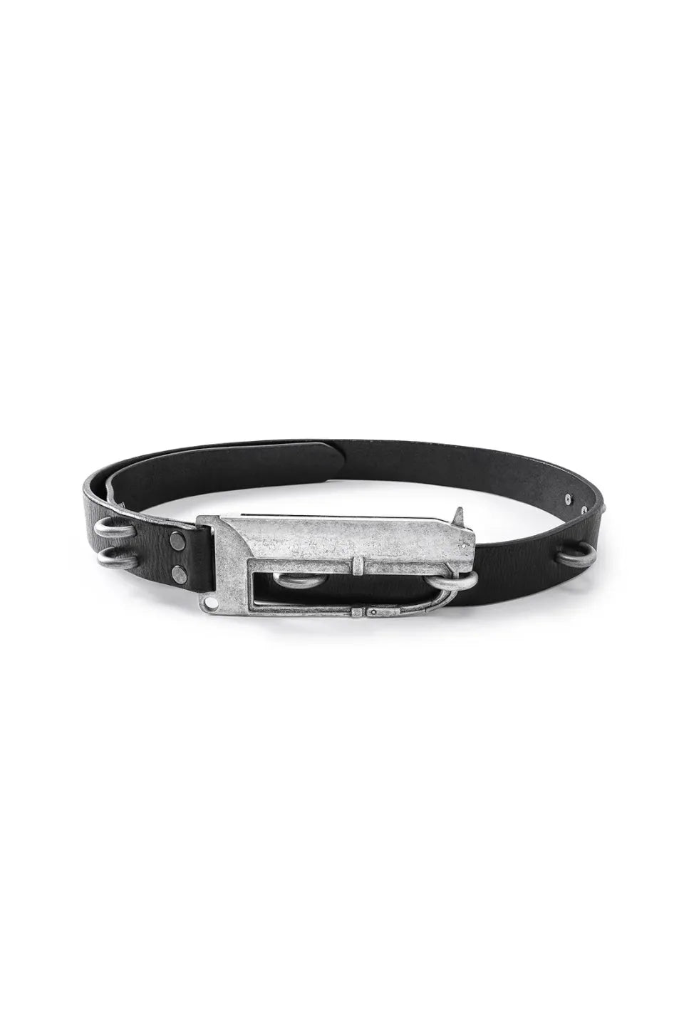 BΣLA Military Leather Belt Steel Ring & Blade Buckle