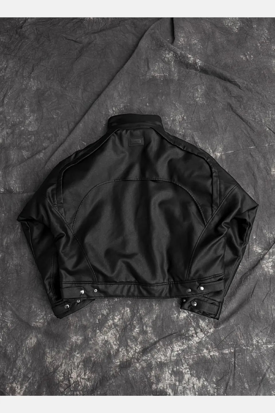 Back Hidden Detachable Double Zipper Angora Rabbit Fur Armor Leather Jacket