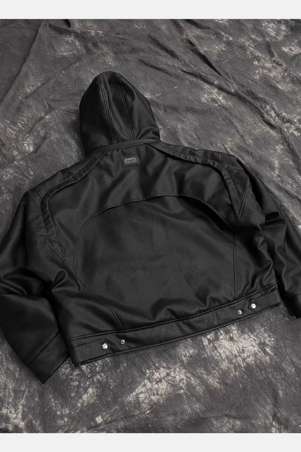 Back Hidden Detachable Double Zipper Angora Rabbit Fur Armor Leather Jacket