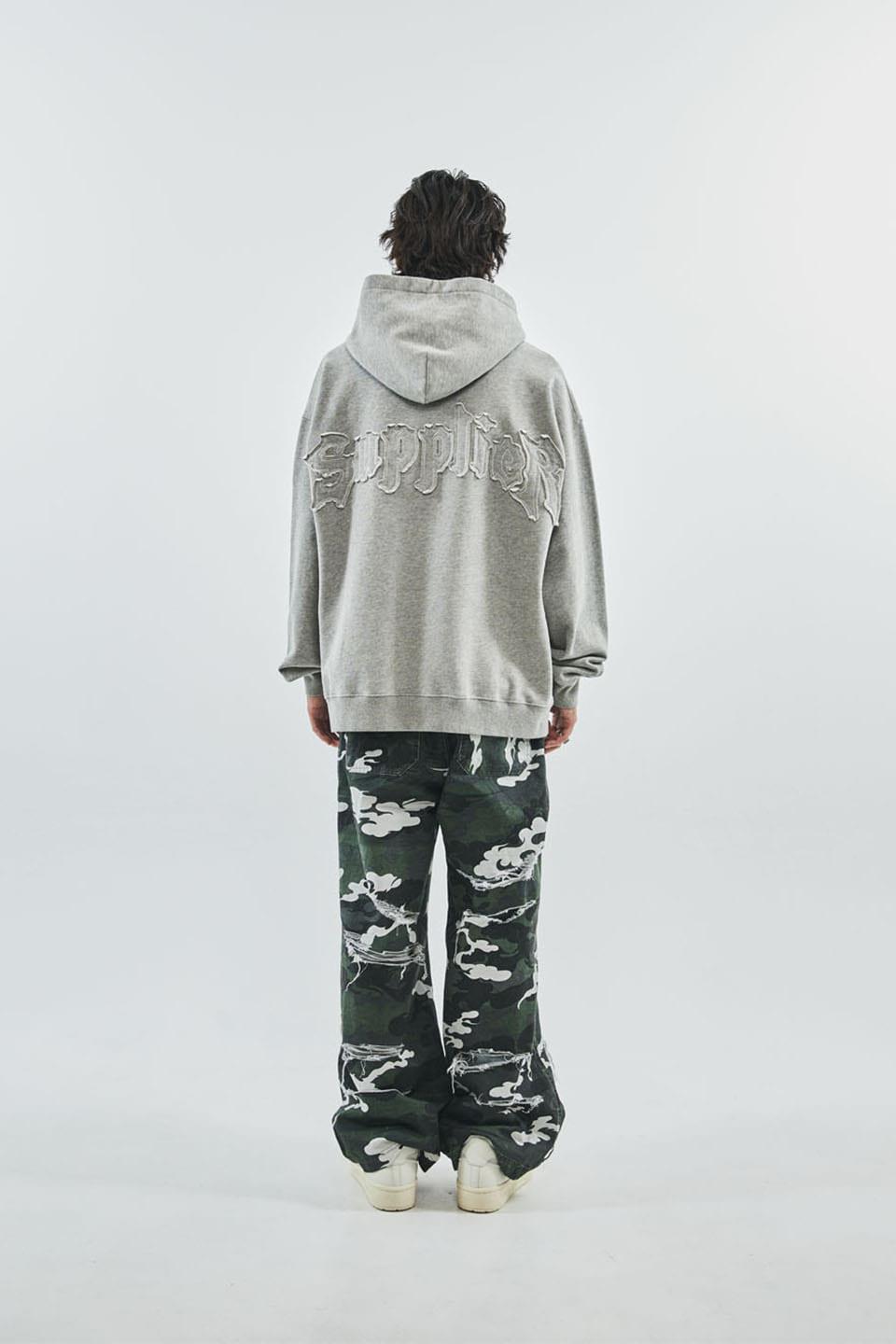 Back Logo Iron Hoodie - gray / L