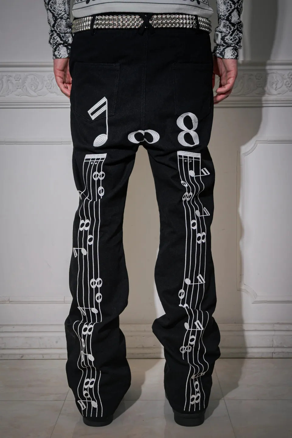Back Embroidered Suede Panelled Bootcut