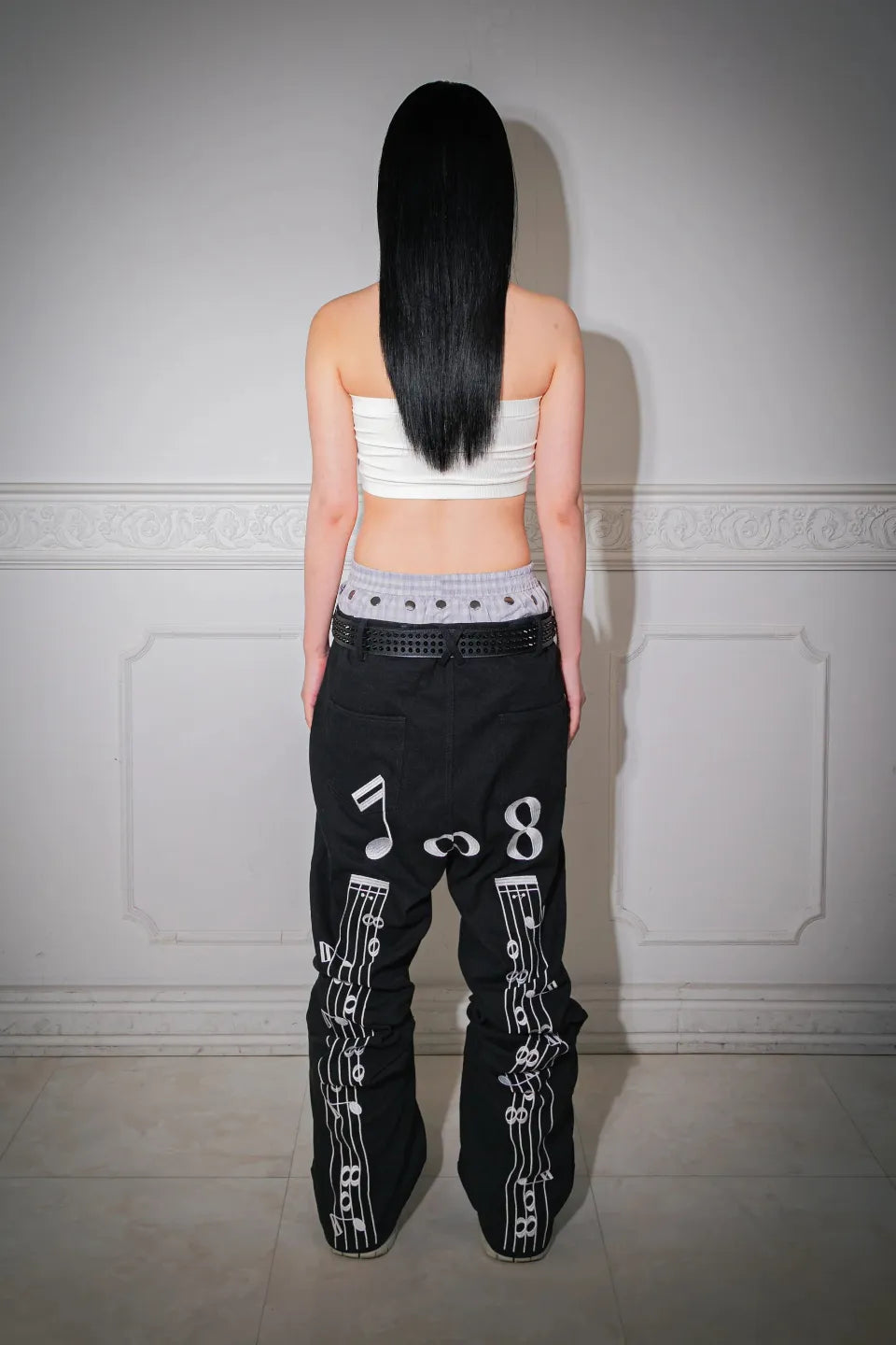 Back Embroidered Suede Panelled Bootcut