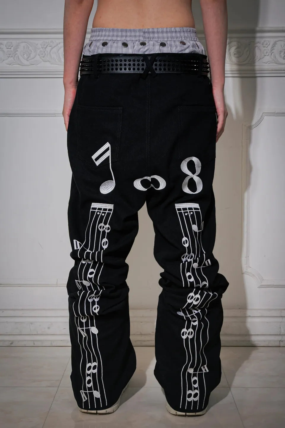 Back Embroidered Suede Panelled Bootcut