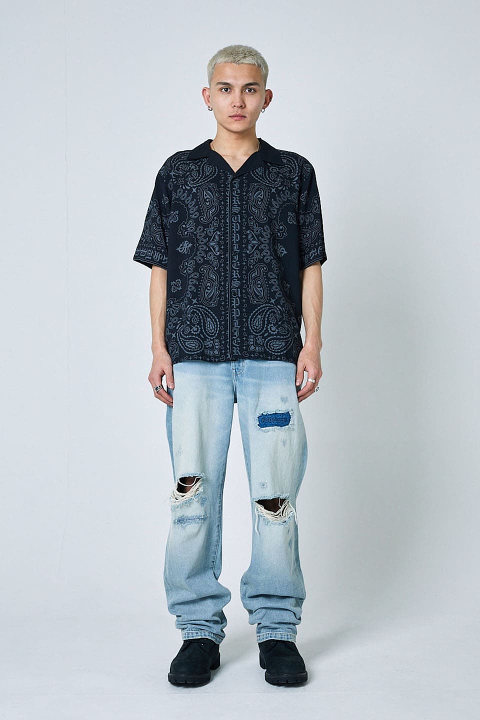 ボーイズマーケット Bandana OpenCollar Shirt ボーイズマーケット Bandana OpenCollar Shirt - トップスクラシック