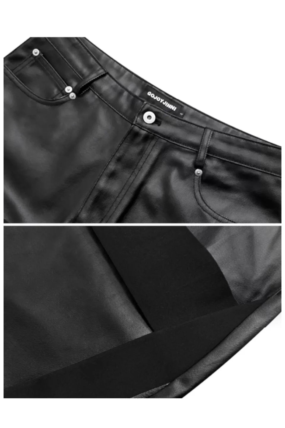 Banded Wax Leather Bell Pants