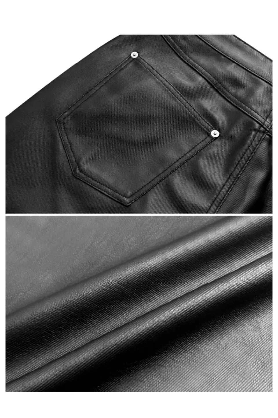 Banded Wax Leather Bell Pants