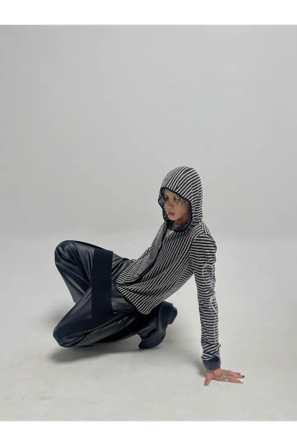 Banded Wax Leather Bell Pants