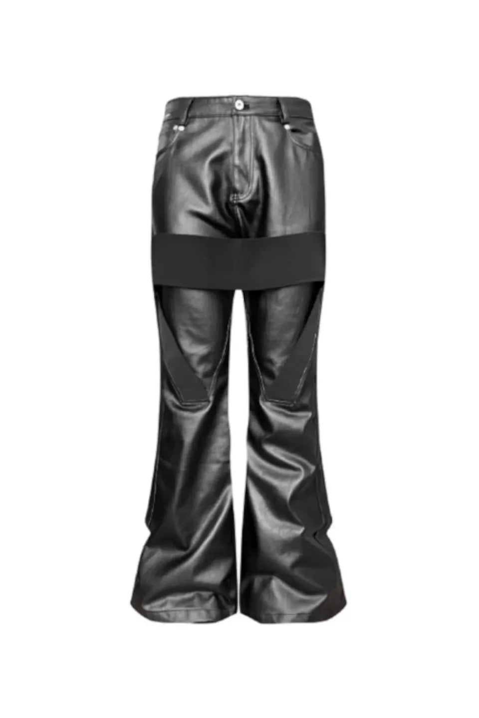 Banded Wax Leather Bell Pants