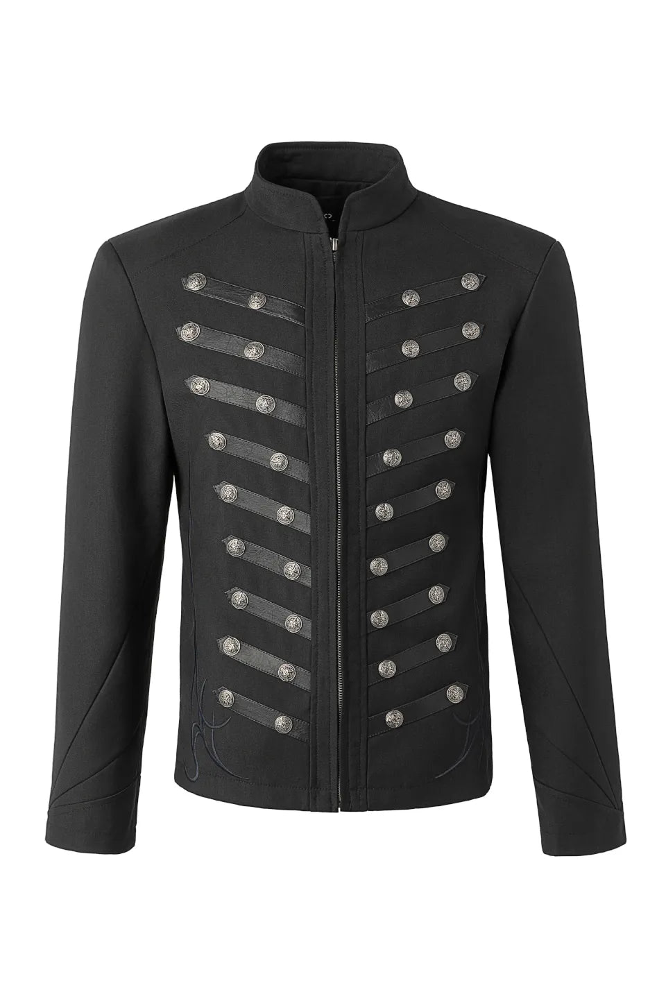 FRKM SCD Baroque Double Breast Jacket - 鋭いピークドラペルが特徴のブラック・ダブルブレストジャケット正面