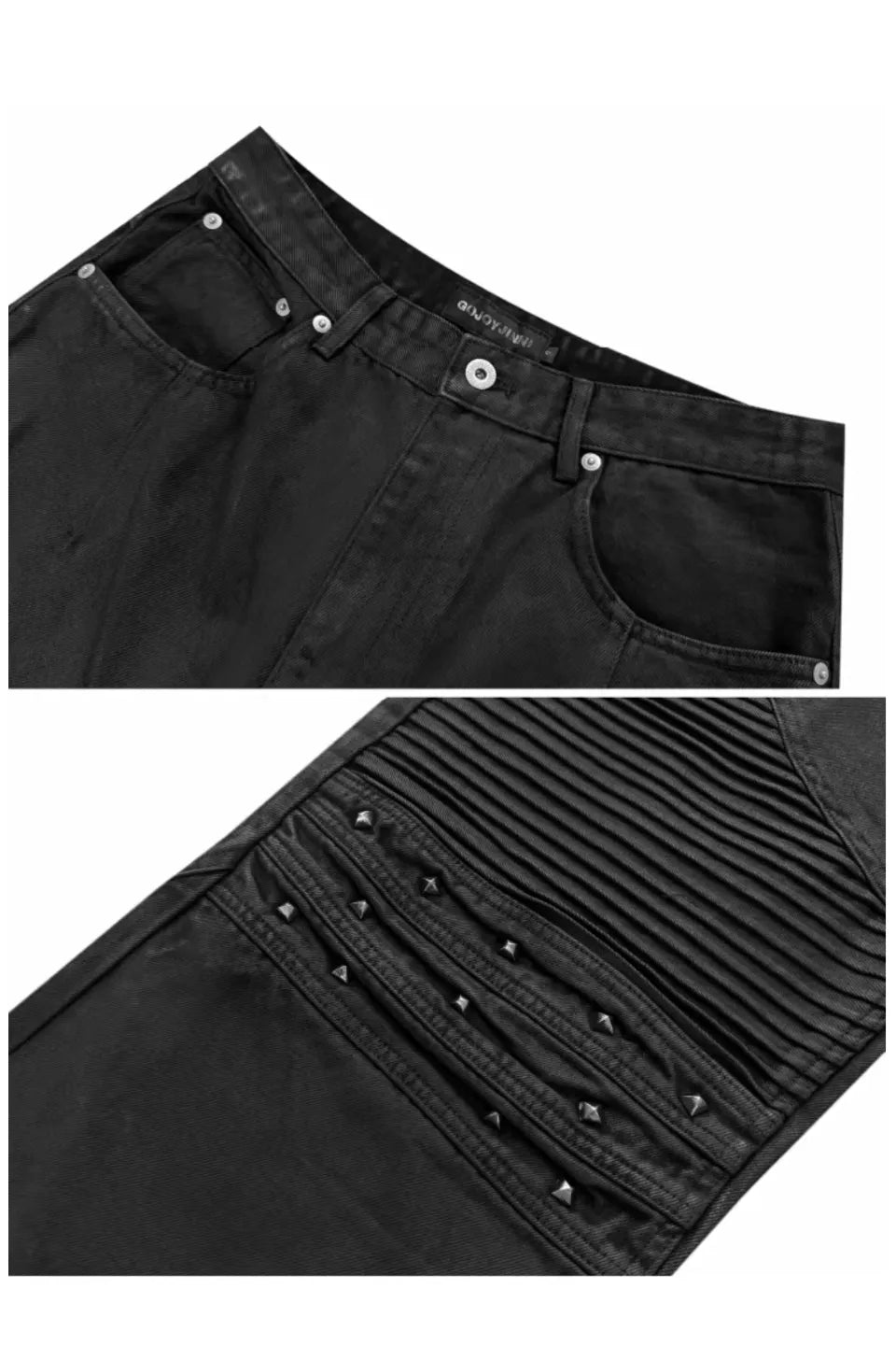 Biker Armor Studded Waxed Jeans