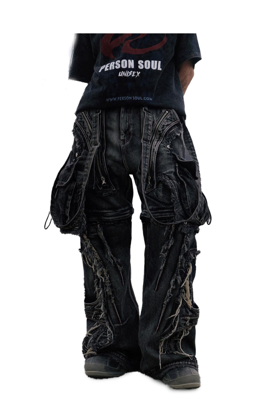 PERSONSOUL パーソンソウル｜Black Detachable Denim Overalls