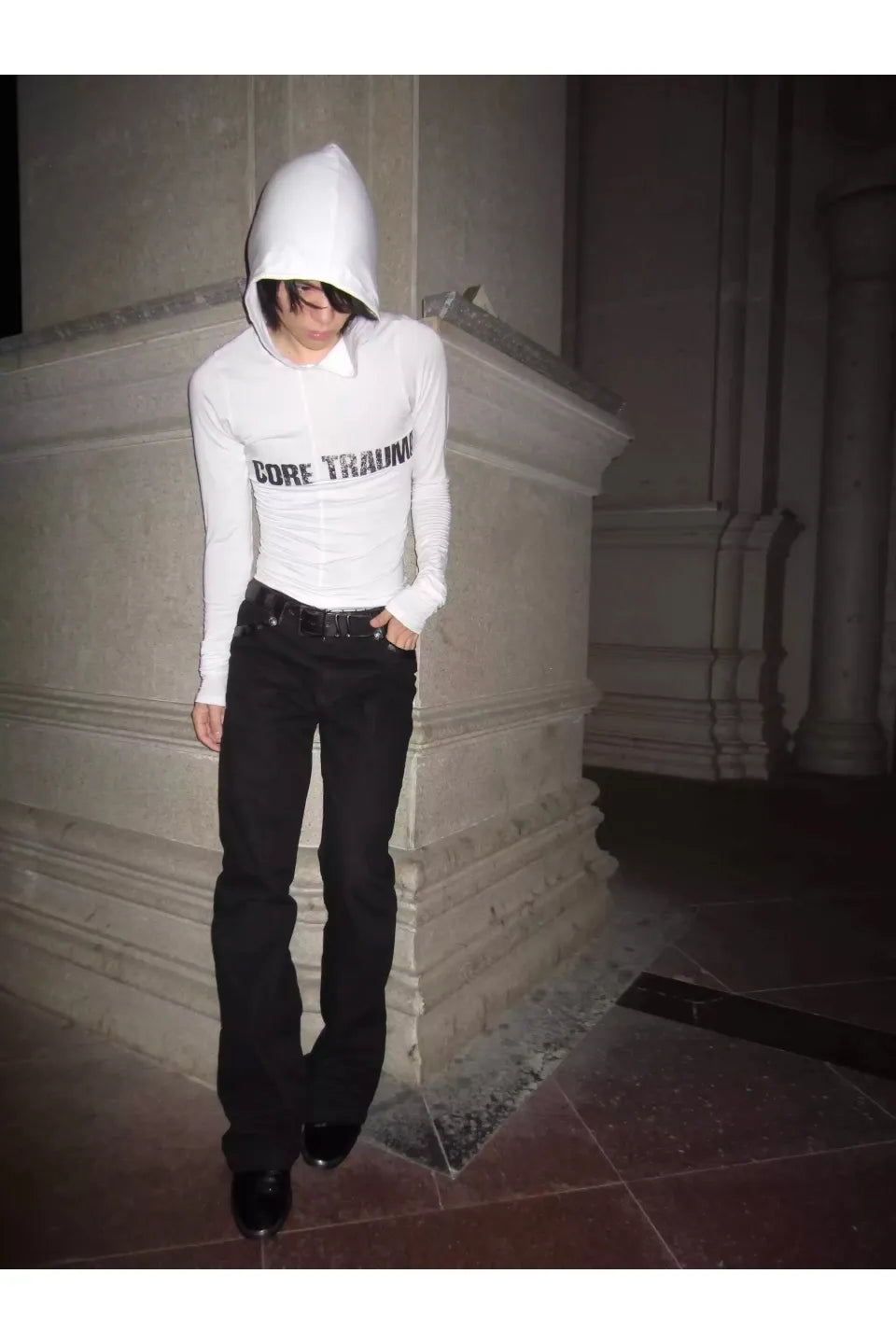 Black Trousers in Scimitar Canvas with Decorative Leather Trim and Buttons