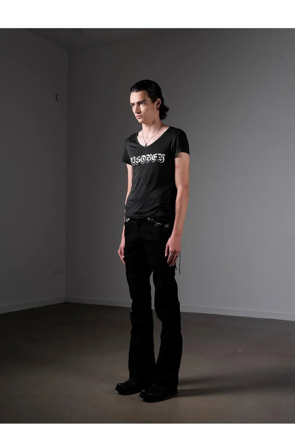 Black Trousers in Scimitar Canvas with Decorative Leather Trim and Buttons