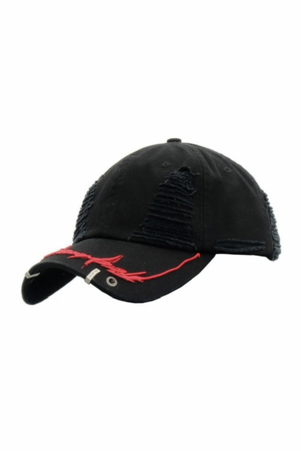 Black Washed Peaked Cap