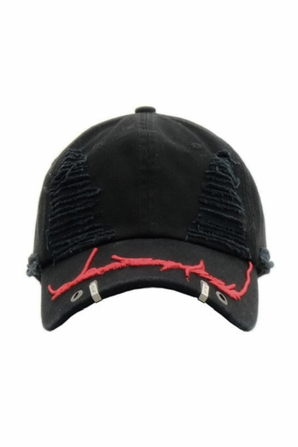 Black Washed Peaked Cap