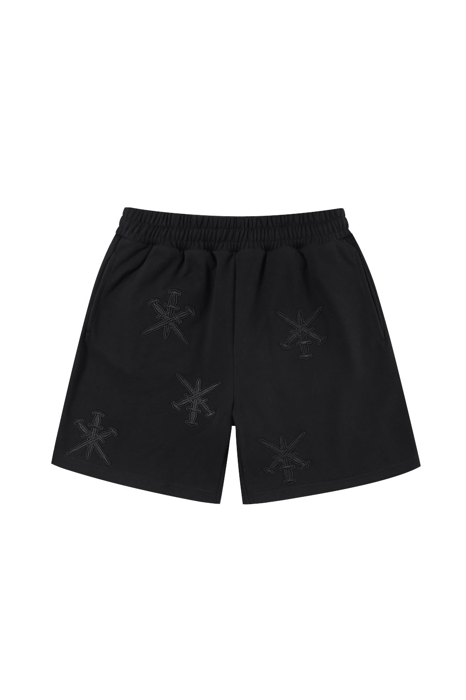 Black on Black Dagger Embroidery Shorts