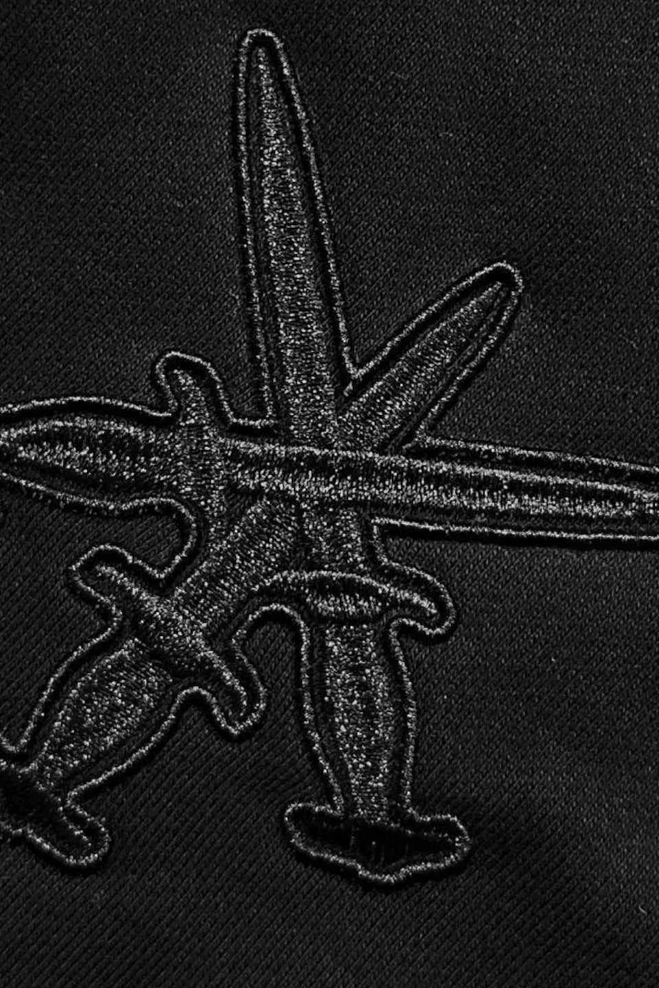 Black on Black Dagger Embroidery Shorts