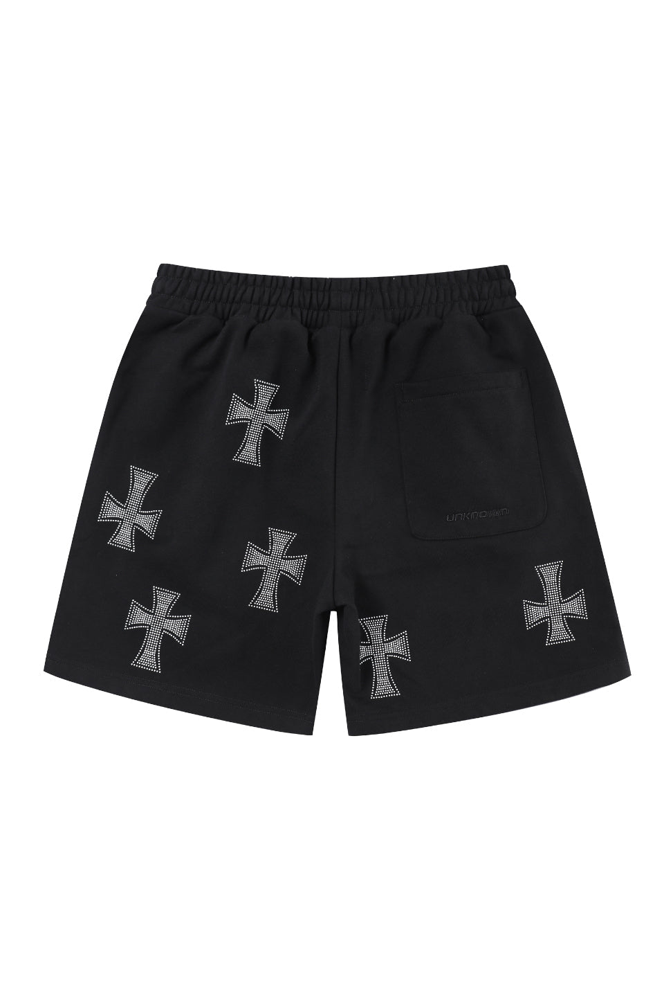 Black with White Cross Rhinestone Shorts