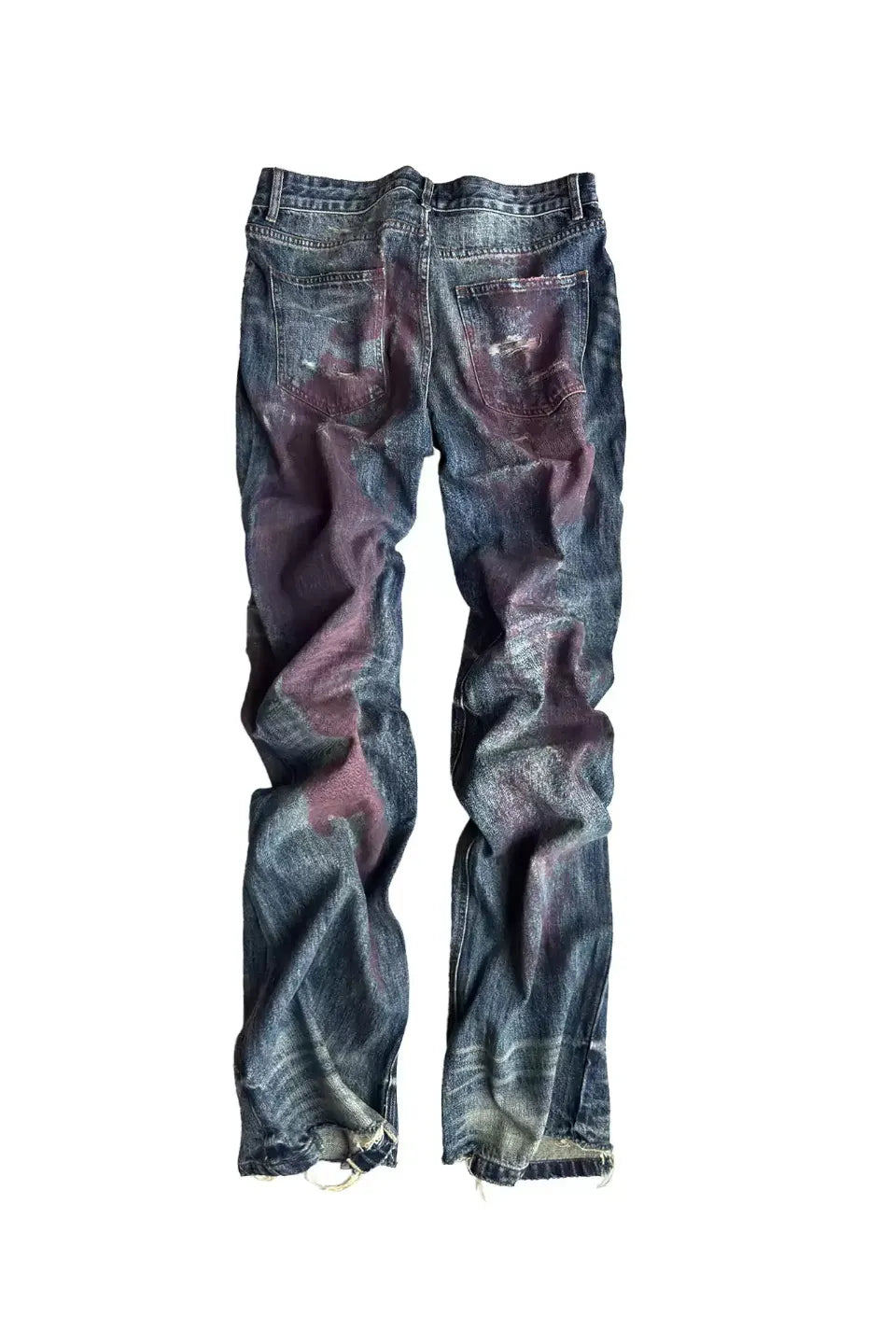 Blood Splatter Hand Rubbed Cutout Indigo Jeans