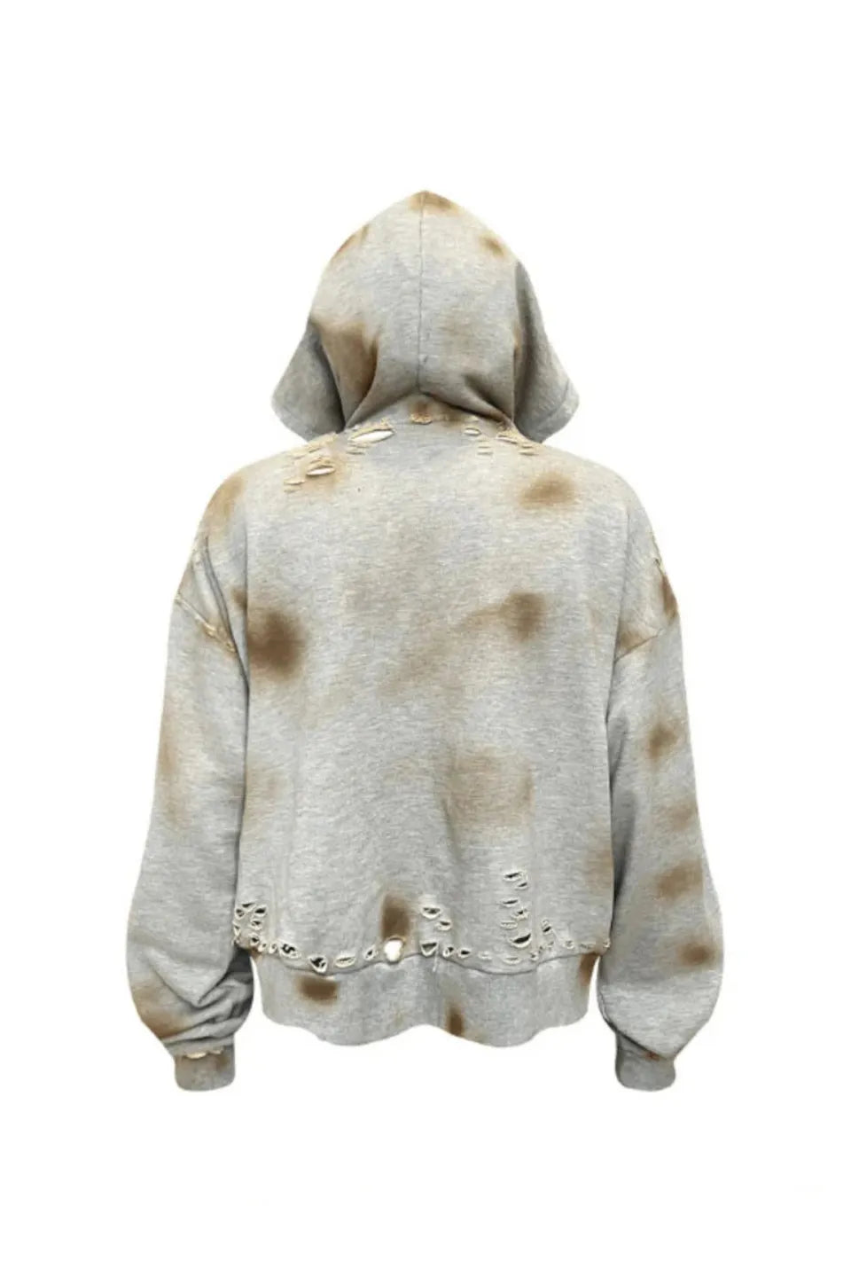 Bloodstain Washed Distressed Zip Hoodie
