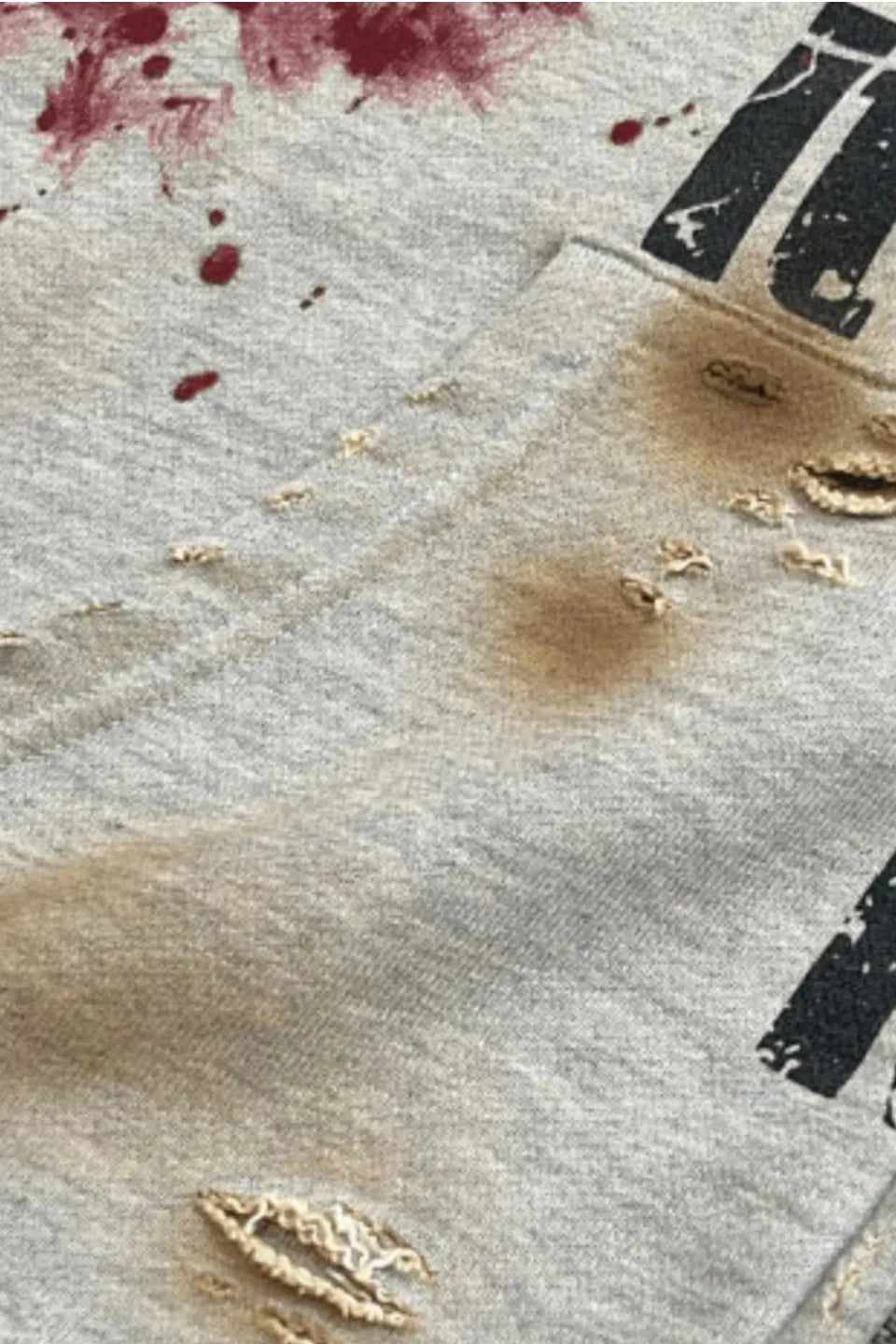 Bloodstain Washed Distressed Zip Hoodie
